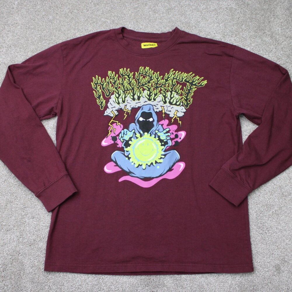 Market Shirt Mens Large Maroon The Alchemist‎ 100% Cotton Long Sleeve Pullover